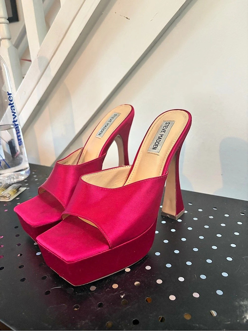 Steve Madden Satin Platform Heels Hot Pink, size 8. Like new